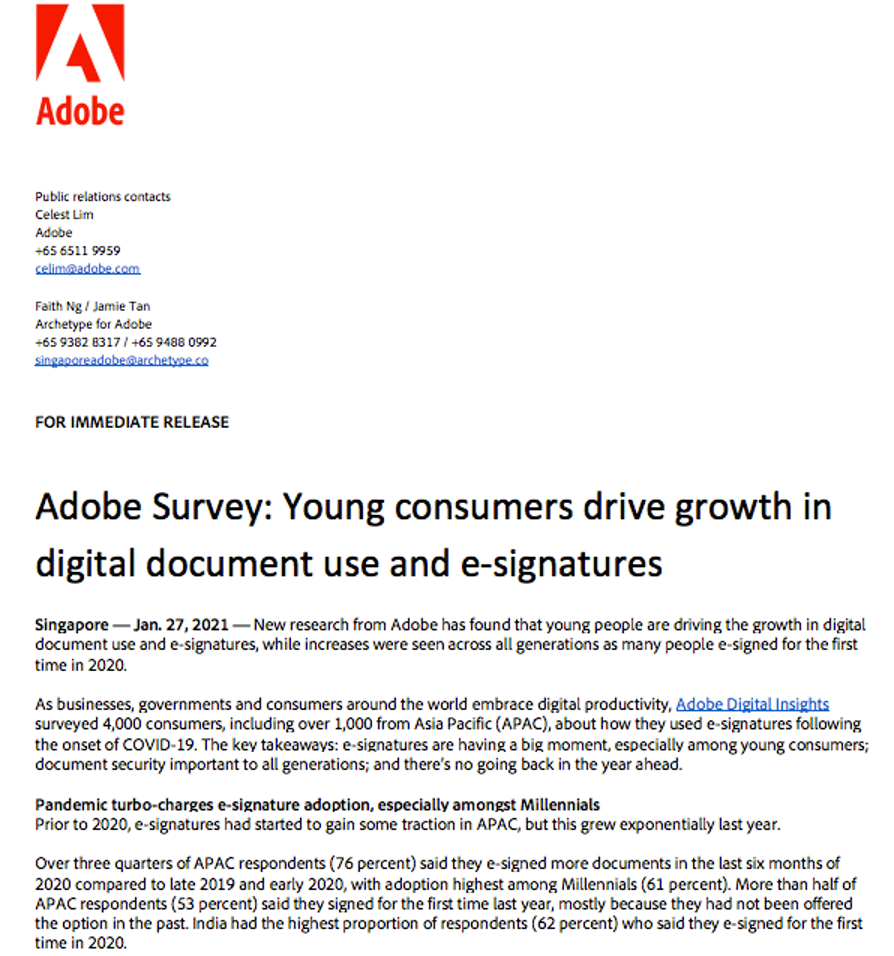 Adobe press release