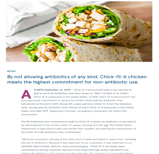 Chick-Fil-A press release
