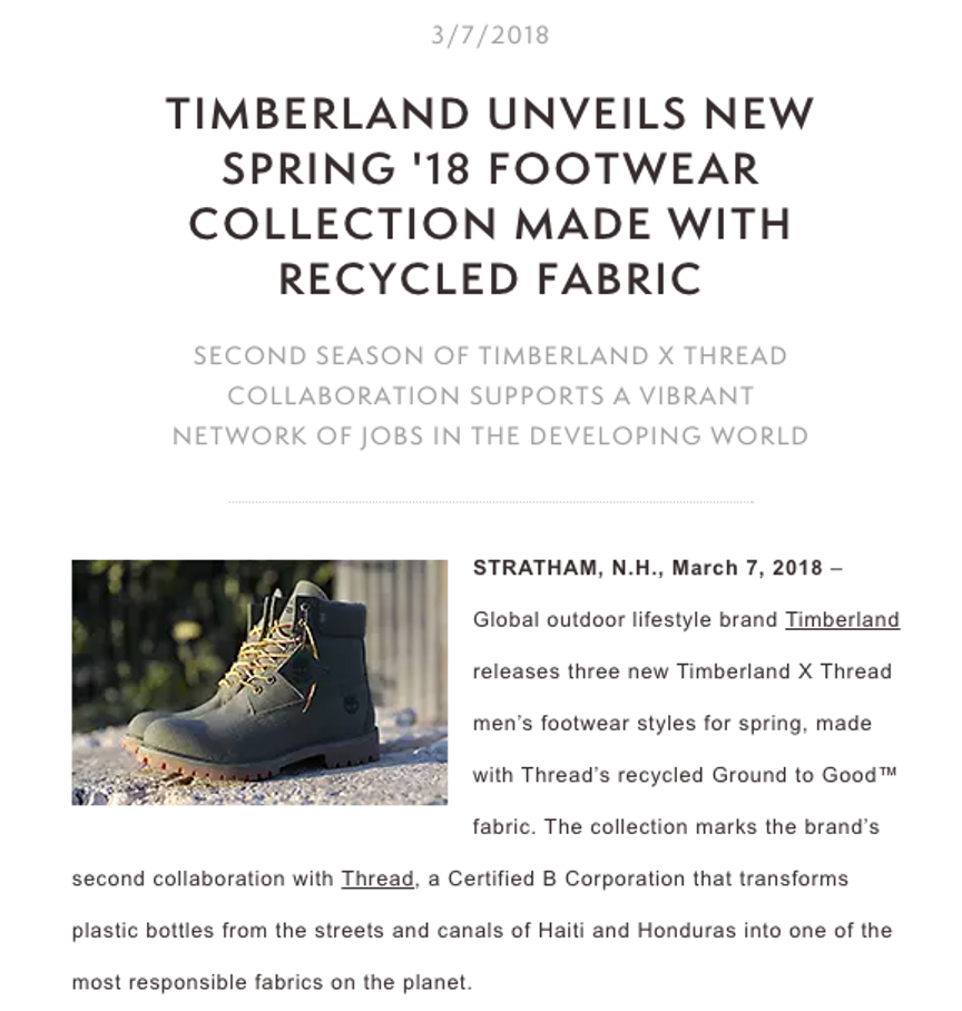 Timberland press release