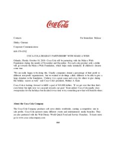 Coca-Cola press release example